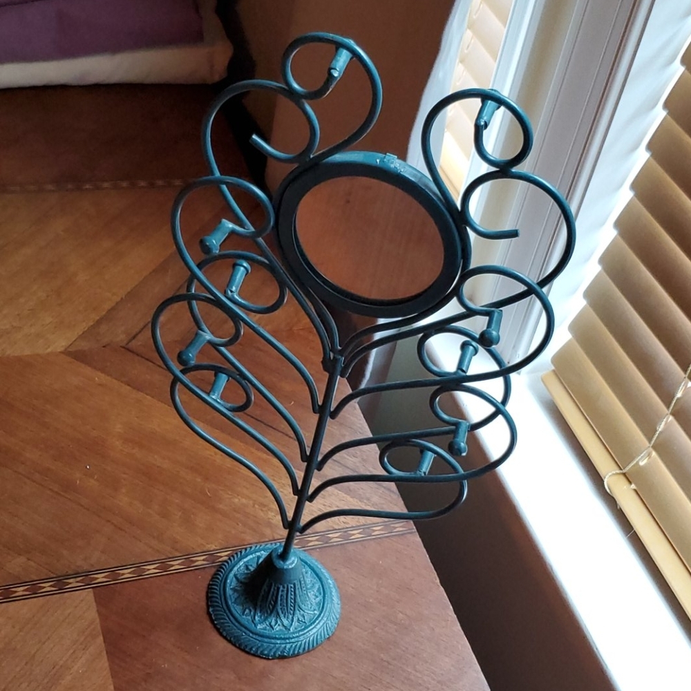 Teal mirrored jewelry organizer